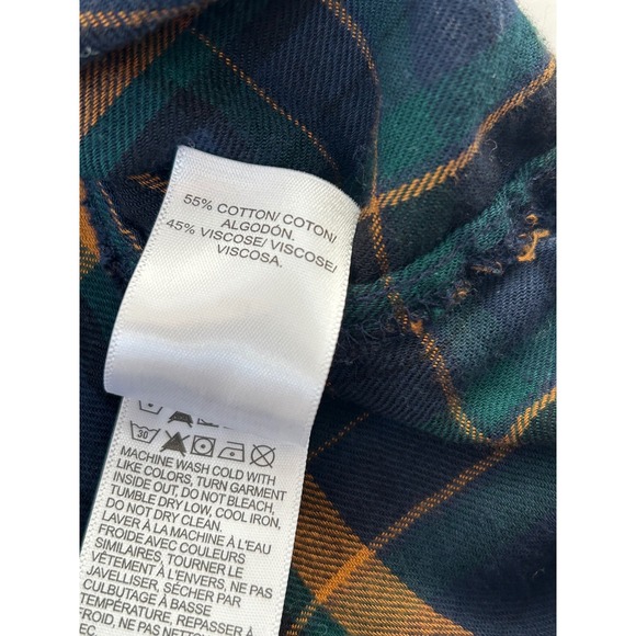 Lucky Brand Classic Plaid Flannel Shirt Navy Blue Dark Green Lumberjack Medium - Picture 11 of 11